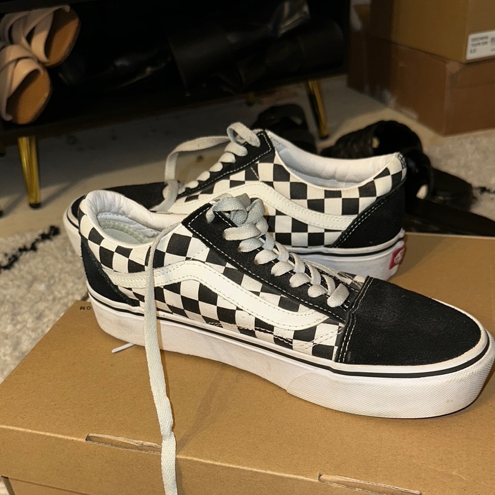 Vans Classic Checkered Black and White Shoes